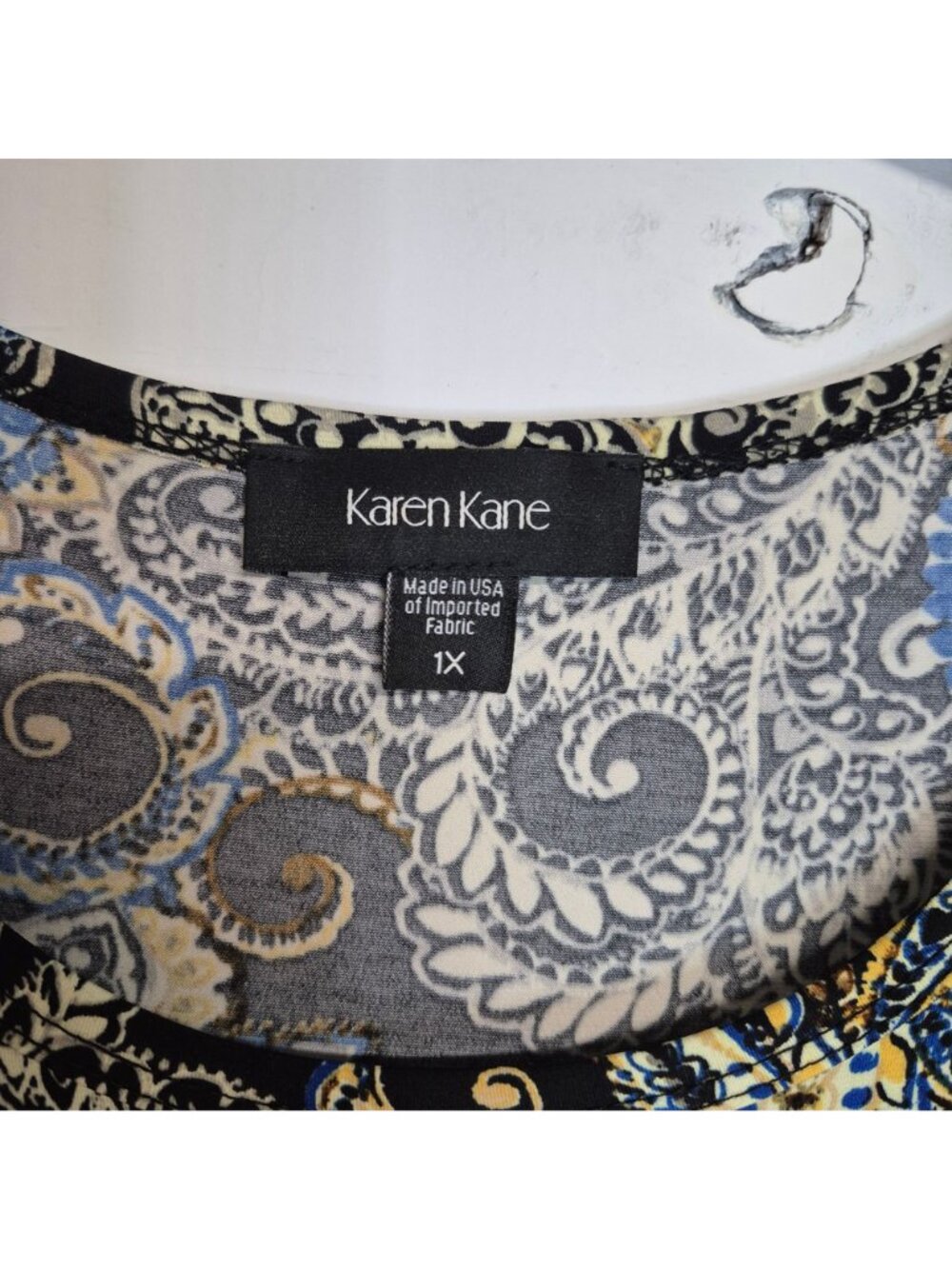 Karen Kane Women's Paisley Print Top 3/4 Sleeve Size 1X - Picture 2 of 7